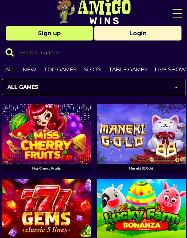 Amigo Wins Casino Registration Process 4
